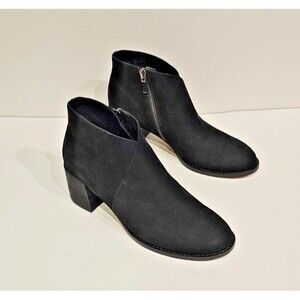 Eileen Fisher Womens Melrose Ankle Boots Block Heel Black Nubuck SIZE 6.5
